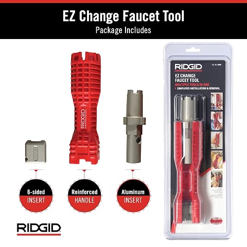 RIDGID - Herramienta para Instalar Grifos EZ Change, Llave Multifuncional de Plomería para Fregadero, Instalación Rápida en Espacios Reducidos