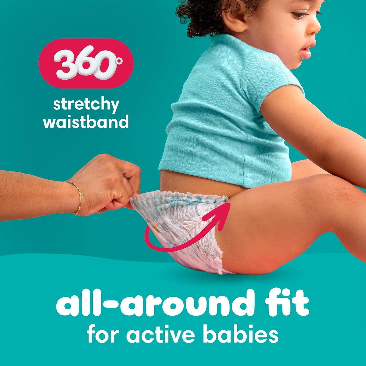Pampers Cruisers 360° Pants - Pañales Etapa 6, 48 Piezas. Recomendado para Bebés de 16+ Kg