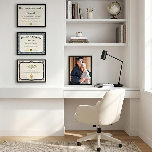 Americanflat - Marco de fotos de 8,5 x 11 pulgadas con vidrio resistente a roturas, juego de 2 unidades, colección Streamline, marco de fotos de borde fino para mesa y pared, accesorios para colgar y