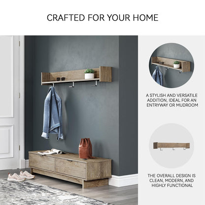 Signature Design by Ashley - Oliah - Perchero de Pared con Estante, Color Natural
