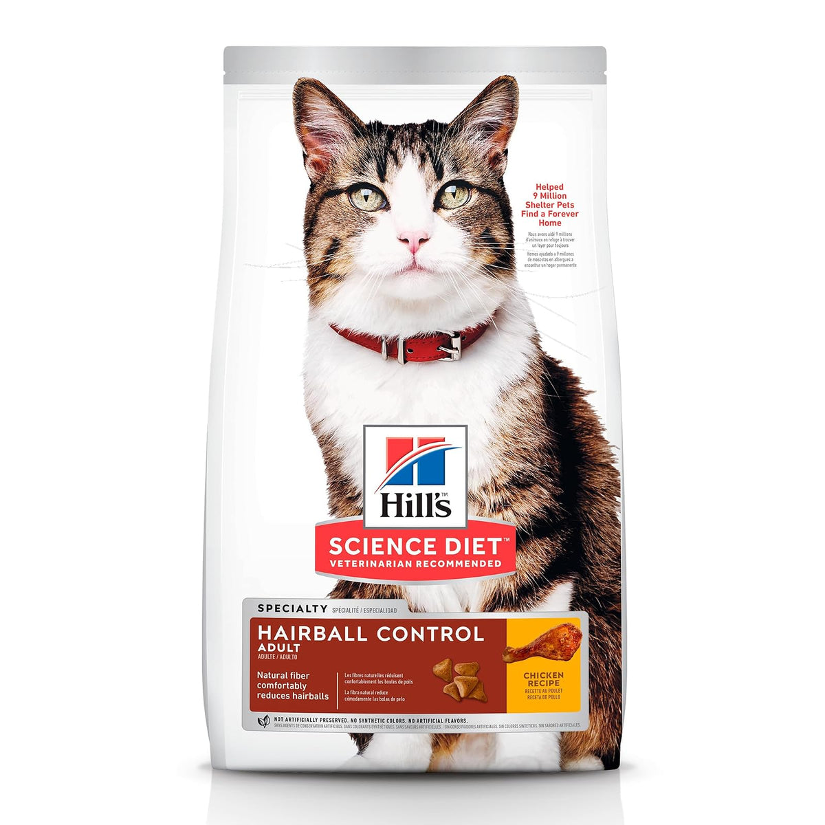 Hill's Science Diet Hairball Croquetas para Gato Adulto Sabor Pollo 1.6Kg | Croquetas Hill's para gato, pollo real, control de bolas de pelo, piel y pelaje sanos, fibra natural