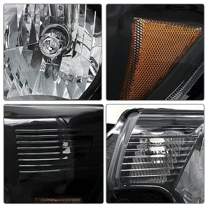 ADCARLIGHTS 2012 2013 2014 2015 TACOMA - Repuesto para faros delanteros TACOMA 2012-2015, carcasa negra, reflector ámbar, lado del conductor y del pasajero