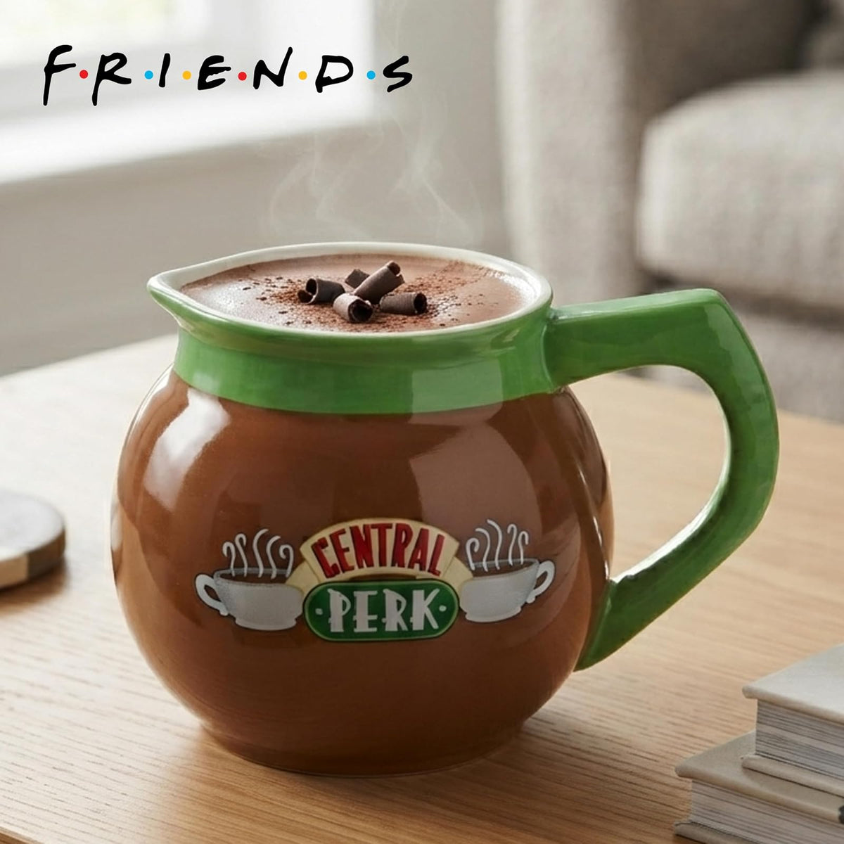 Silver Buffalo Friends Central Perk - Cafetera de cerámica 3D esculpida taza, 20 onzas