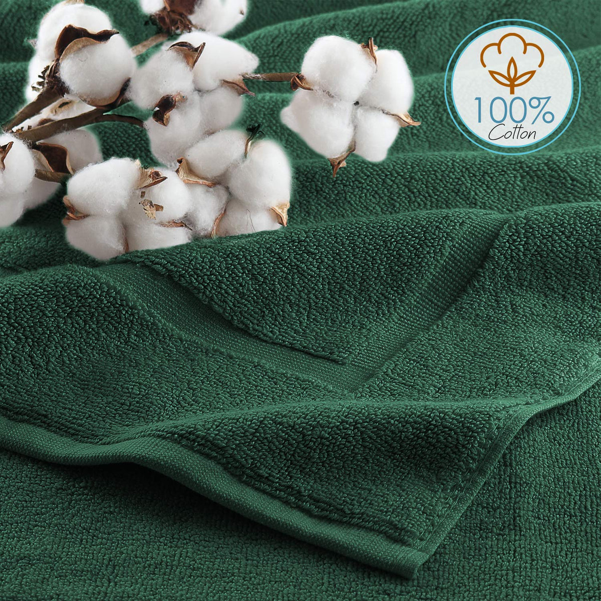 Hearth & Harbor - Toallas de Lujo 100% algodón Hilado en Anillo, Ultra Suaves y Altamente absorbentes, Toallas de baño, tapete de Piso, Color Verde Cazador