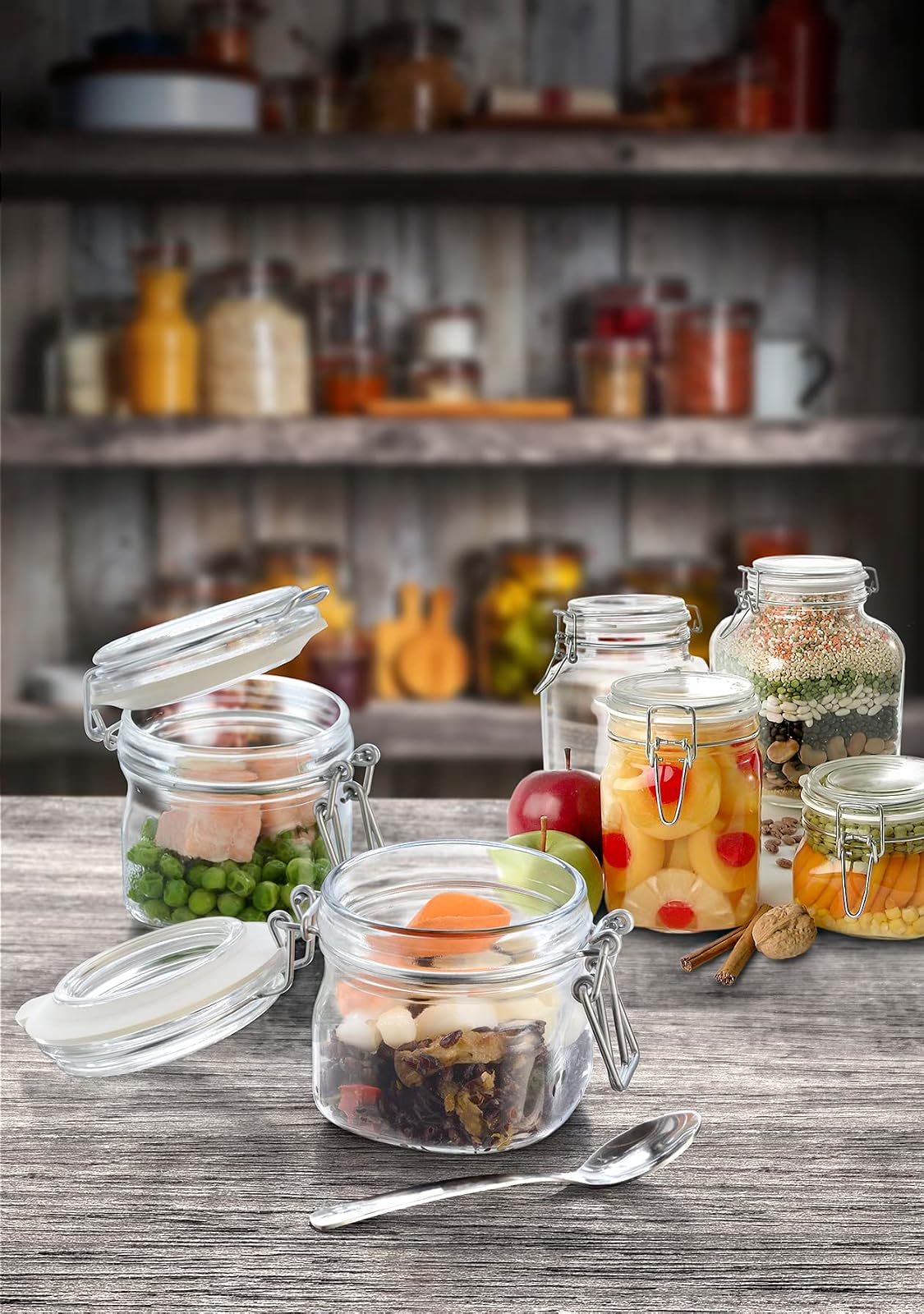Borgonovo Primizie - Contenedor De Vidrio De 4250 Ml. Cristalería Italiana con Tapa Hermética Recipiente de Almacenamiento Alimentos Para Especias