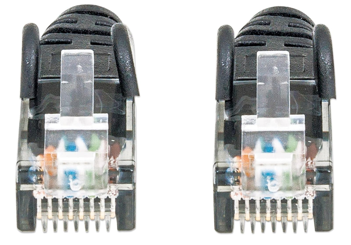 Intellinet - Cable Patch UTP Cat 6 Negro, Longitud de 3 m, 100% Cobre, con contactos chapados en Oro, con Botas de Seguridad, flexibilidad sin deformaciones, Color Negro