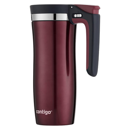 Contigo Jarra para viaje, con asa y cierre automático Autoseal, insulada, de acero inoxidable, con tapa fácil de limpiar, 473 ml, negra, Spiced Wine, 16-Oz, 1
