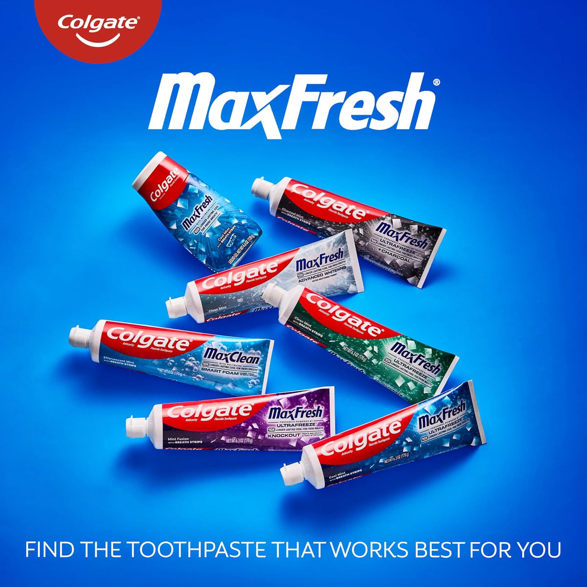 Colgate Max Fresh Pasta Dental Whitening | Menta Limpia, 4 Paquete, 6.3 Oz, Tiras De Aliento Mini, Combate Caries, Fresca Aliento, Blanquea Dientes