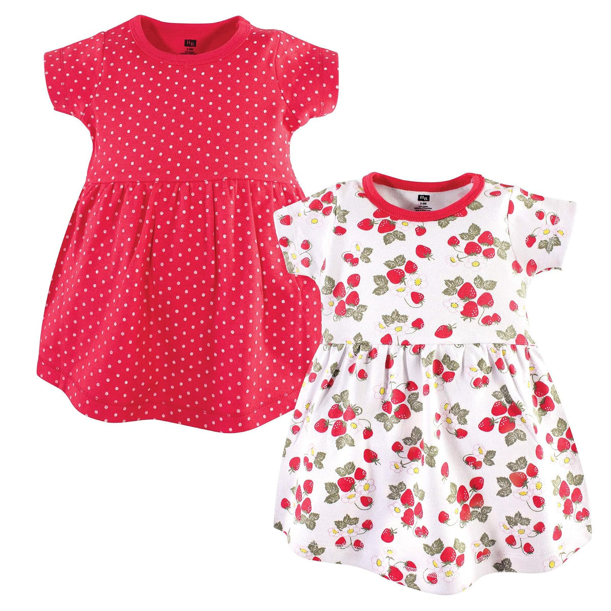 Hudson Baby Vestido de algodón para niñas, Paquete de 2 - 3-6 Meses - Strawberries