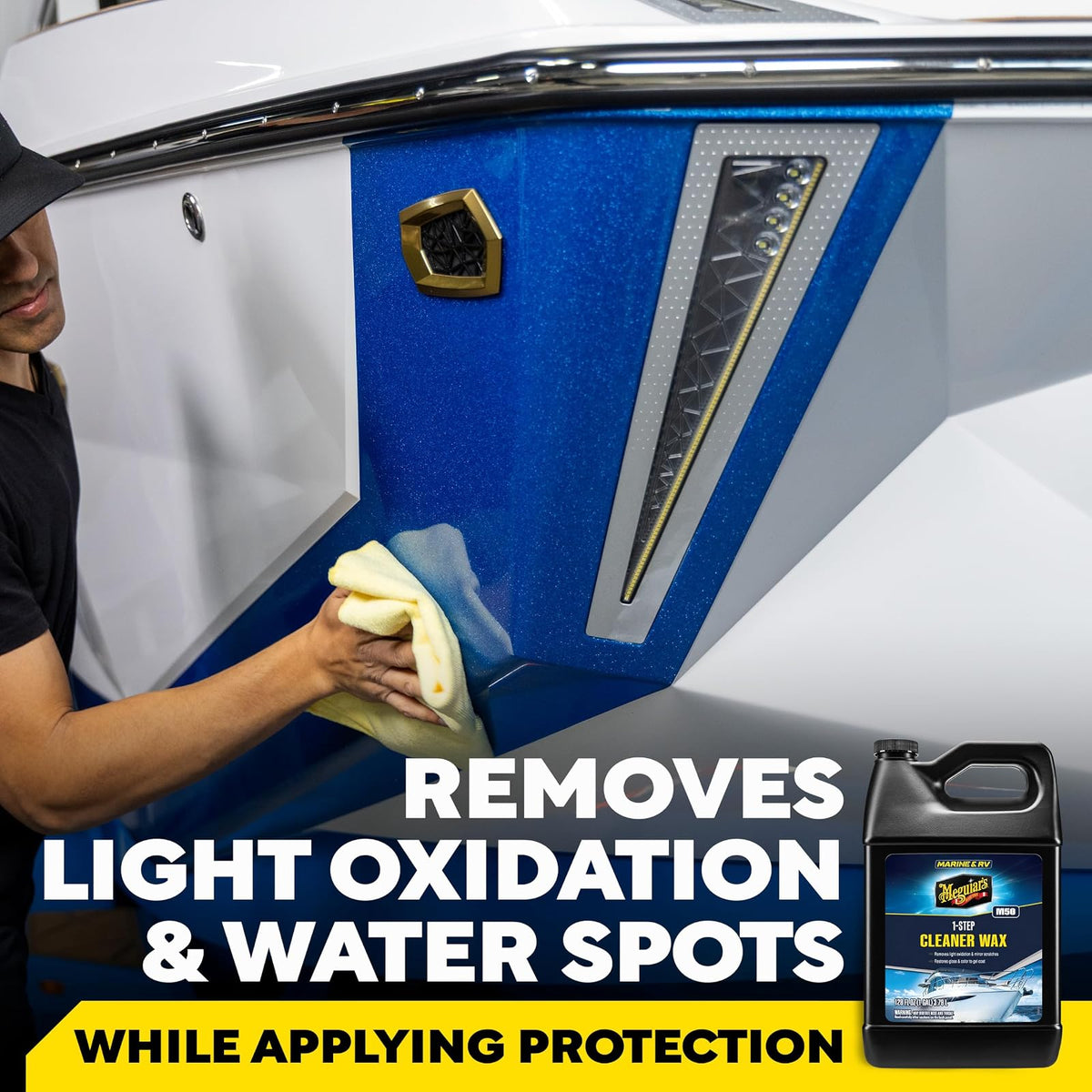 Meguiar's Cera Limpiadora en un Paso para Botes M5001, 3.79L, Azul
