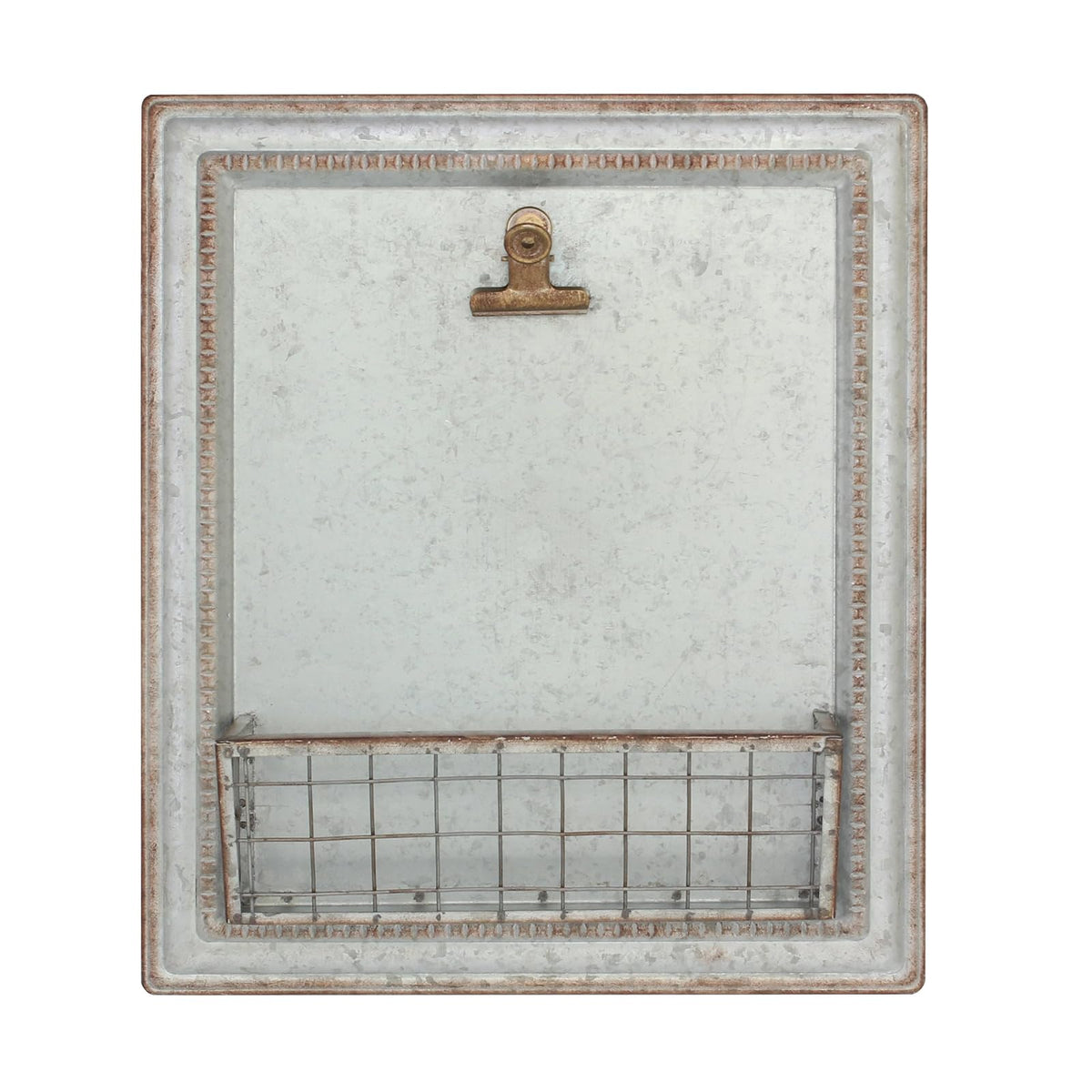 Stonebriar - Decoración de pared de metal galvanizado con cesta, 15.2 x 13.2 pulgadas, color gris
