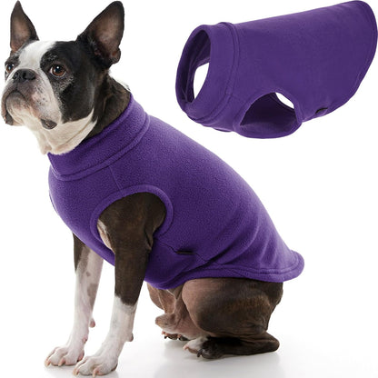 Gooby Chaleco de Forro Polar Elástico para Perro, Clima Frío - Violeta - 2X-Large Length (18.5")