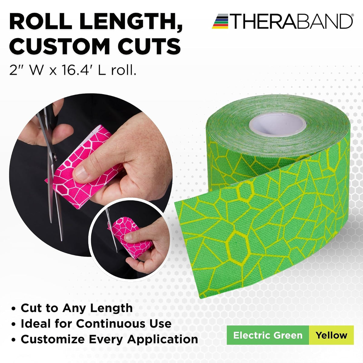 TheraBand – Banda de kinesiología con indicador XactStretch para un Estiramiento y aplicación perfectos, la Mejor en su Clase en adhesión, Resistente al Agua, Rollo de 5,1 cm x 5 m