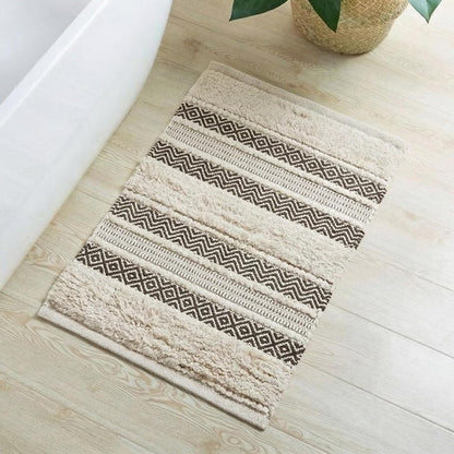 INK+IVY - Alfombra de baño tejida a mano con textura lanuda a rayas suave y absorbente de agua, alfombras de baño bohemias, antideslizantes, absorbentes, de secado rápido para tina, ducha, Asher, 20 x