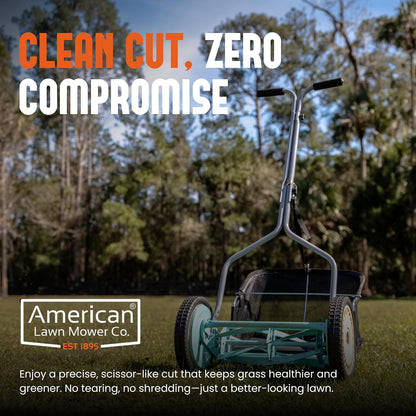 American Lawn Mower Company 1304-14GC Cortacésped con Carrete de Empuje de 5 Cuchillas de 14 Pulgadas con recogedor de zacate, Menta