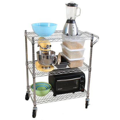 Oceanstar AUC1460 3-Tier Heavy Duty All-Purpose Utility Cart, Chrome