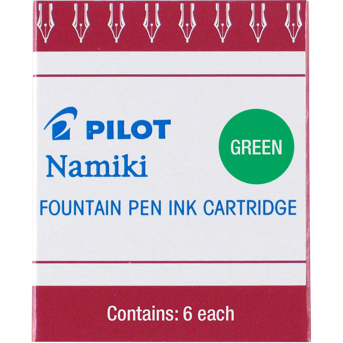 Pilot Namiki IC50 Cartucho de tinta para pluma estilográfica, Sepia, Pacquete 6 + IC50, Repuesto, Tinta Líquida Verde, Cartucho, Caja 1 Caja c/u 6 Cartuchos (69003)