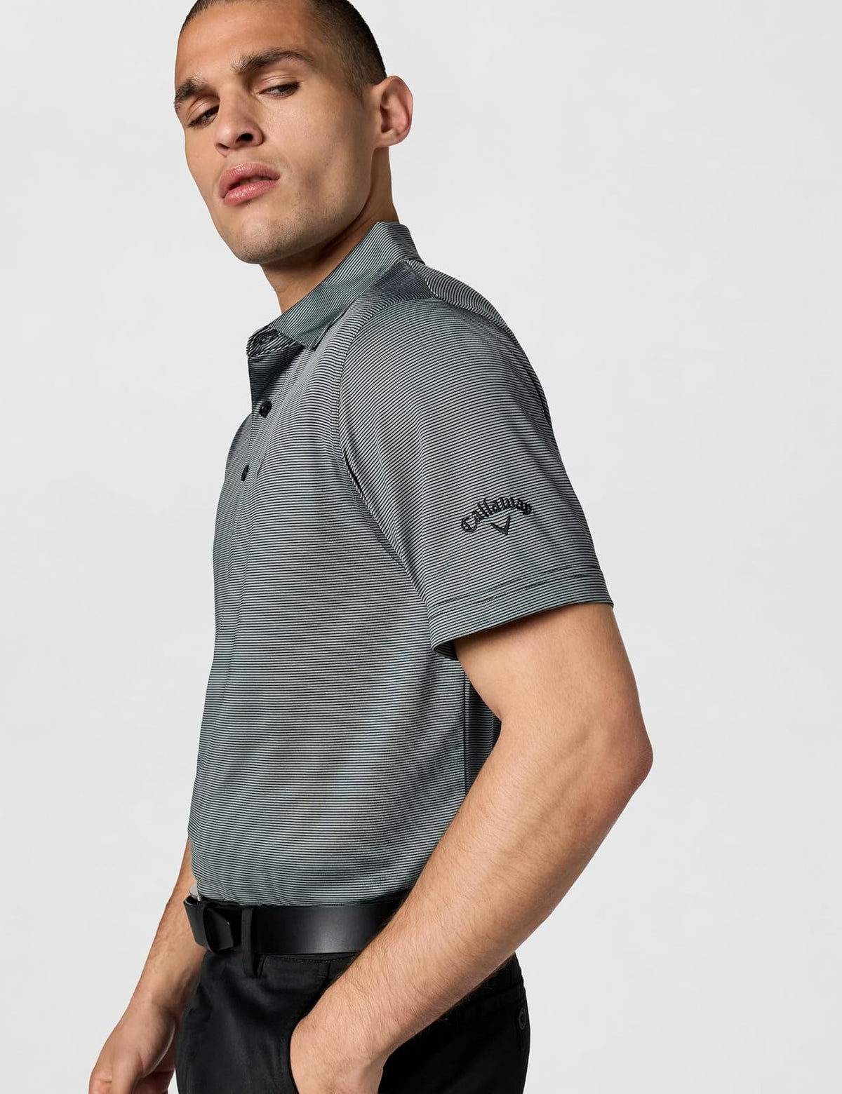 Callaway Polo de Golf de Manga Corta con Rayas Finas para Hombre