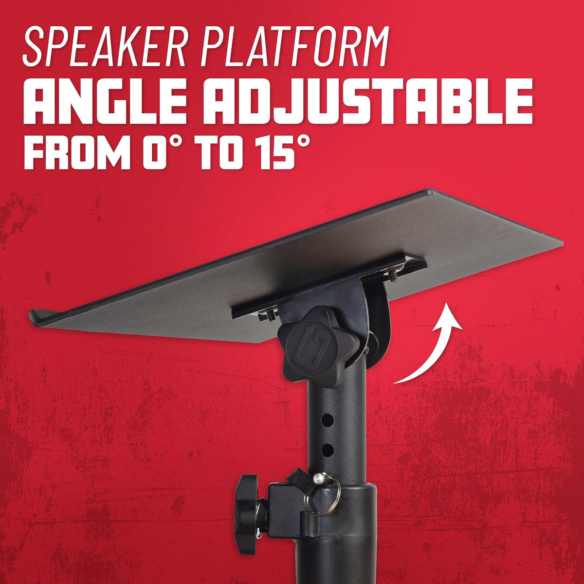 Gator Frameworks - Soporte de computadora para monitor y altavoz con superficie acolchada de espuma EVA, ángulo ajustable de 0° a 15° - Juego de 2 (GFWSPKSTMNDSKCMP)