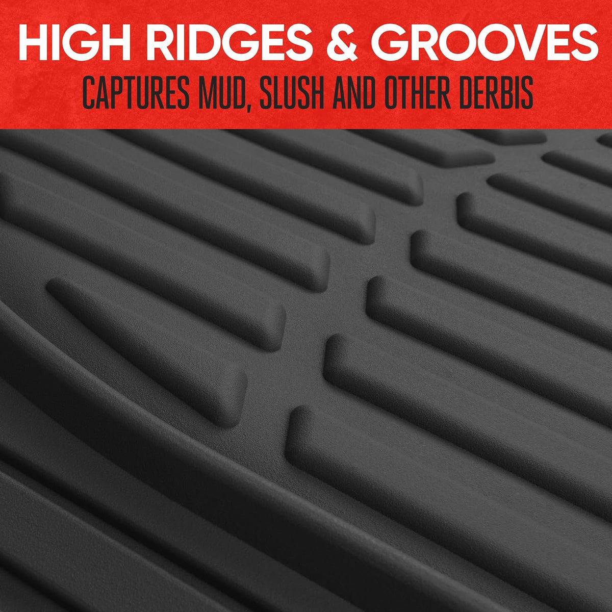 Motor Trend FlexTough Alfombrillas Originales de Goma para Vehículos de 3 filas, Color Negro