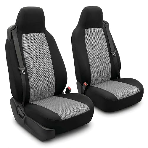 FH GROUP FB302GRAY102 Gray Classic Cloth Built-In Seatbelt Compatible High Back Seat Cover, Set of 2