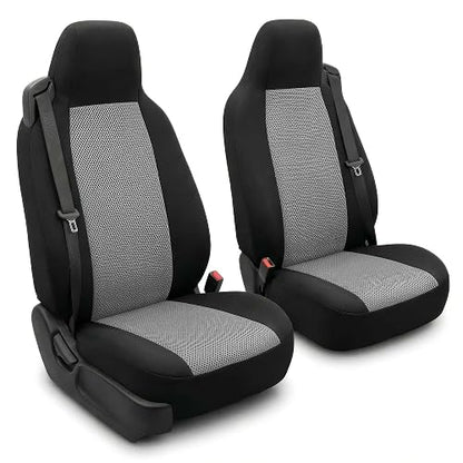 FH GROUP FB302GRAY102 Gray Classic Cloth Built-In Seatbelt Compatible High Back Seat Cover, Set of 2