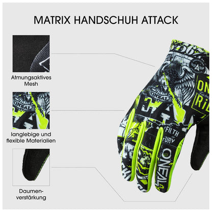 O'NEAL | Fahrrad- & Motocross-Handschuhe | MX MTB DH FR Downhill Freeride | Langlebige, Flexible Materialien, belüftete Handoberseite | Matrix Glove Attack | Unisex