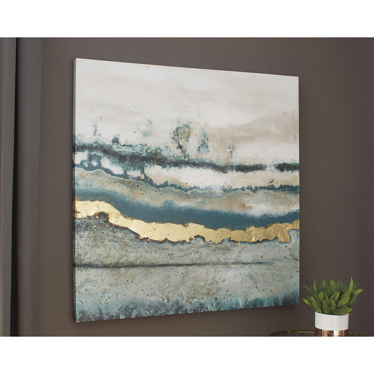Signature Design by Ashley Furniture Signature Design Praveen Abstract Wall Art – Contemporáneo – Abeto azul y blanco