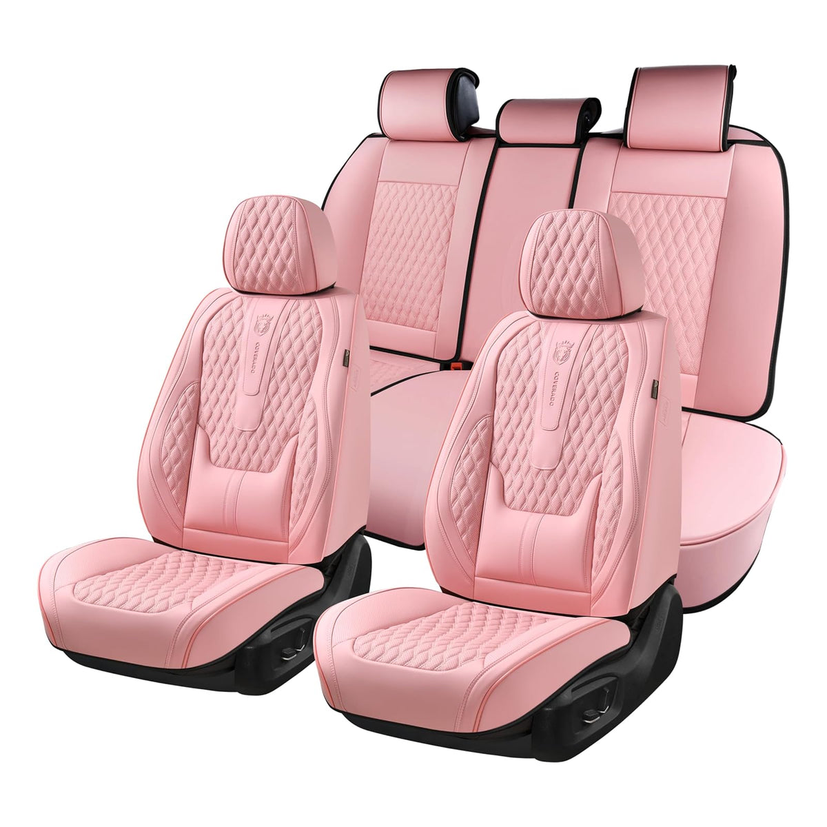 Coverado Seat Covers Juego Completo de Funda para Asiento de Automóvil Rosa - A - Rosa - Conjunto completo