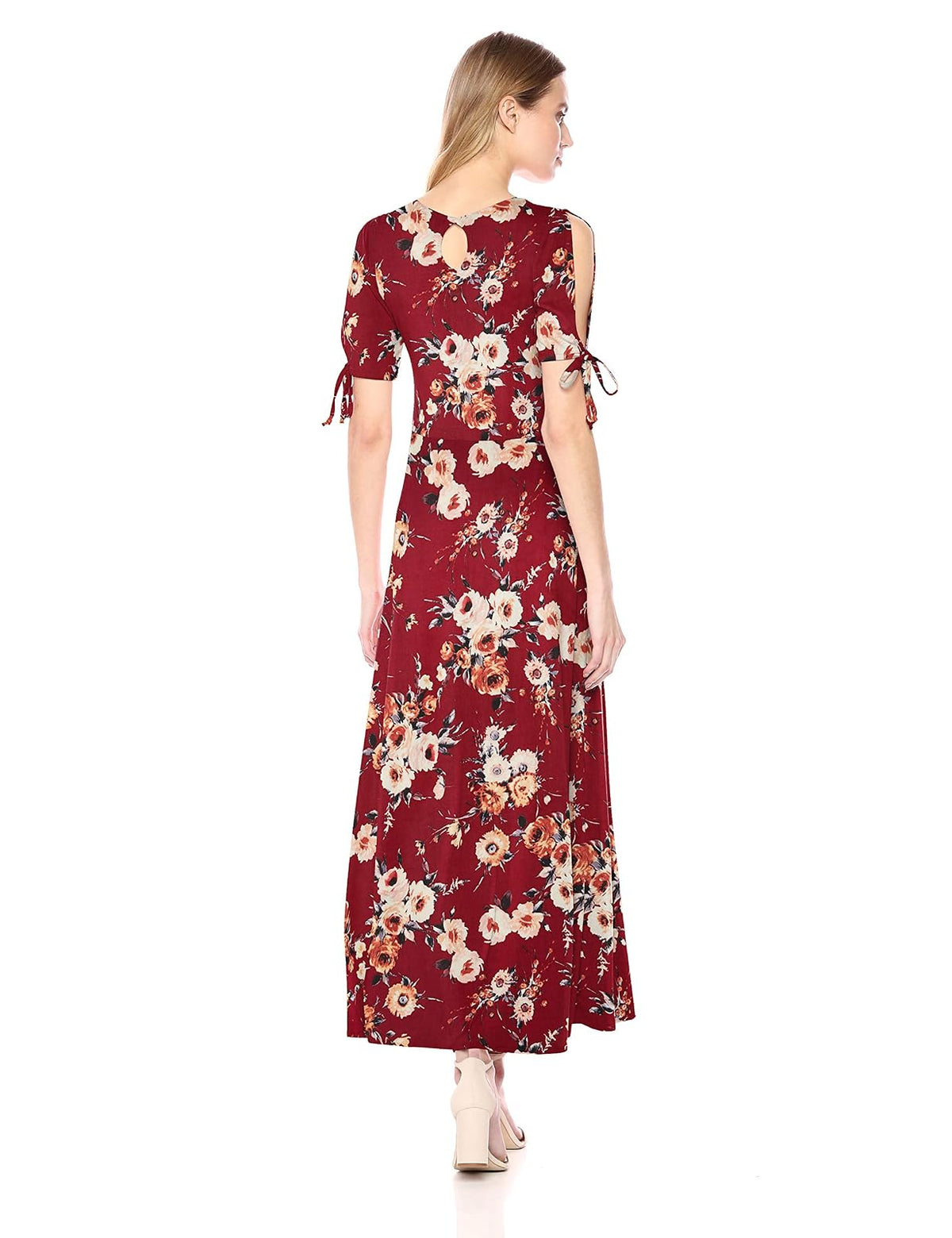 Star Vixen Maxi Vestido de Manga Corta, con Abertura en la Espalda, con Costura de Patinador. Vestido para Mujer