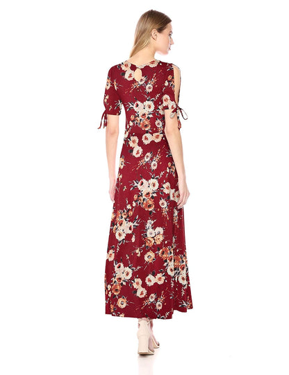 Star Vixen Maxi Vestido de Manga Corta, con Abertura en la Espalda, con Costura de Patinador. Vestido para Mujer