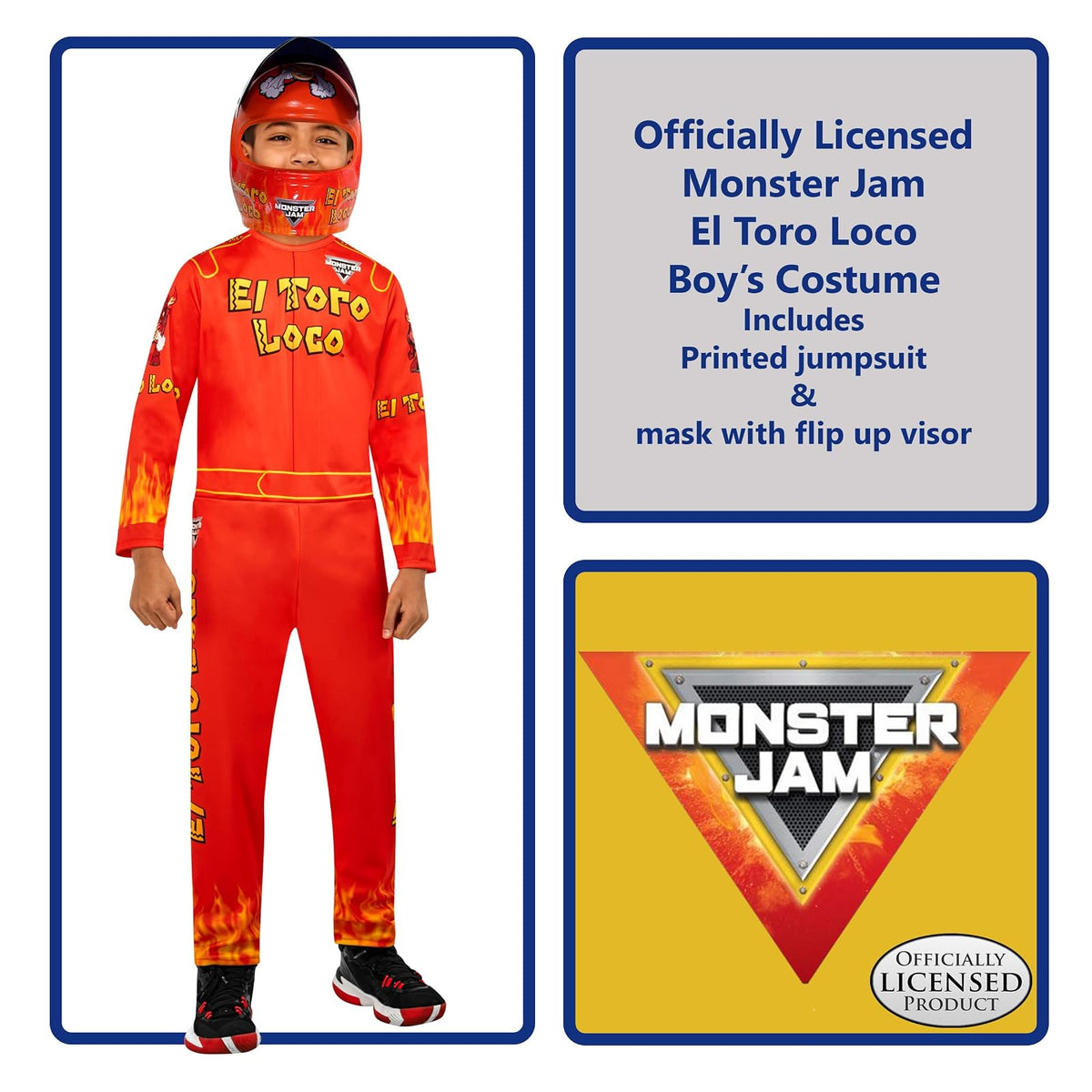 Rubies Monster Jam El Toro Loco - overol y máscara para fiestas temáticas y Halloween, como se muestra, L