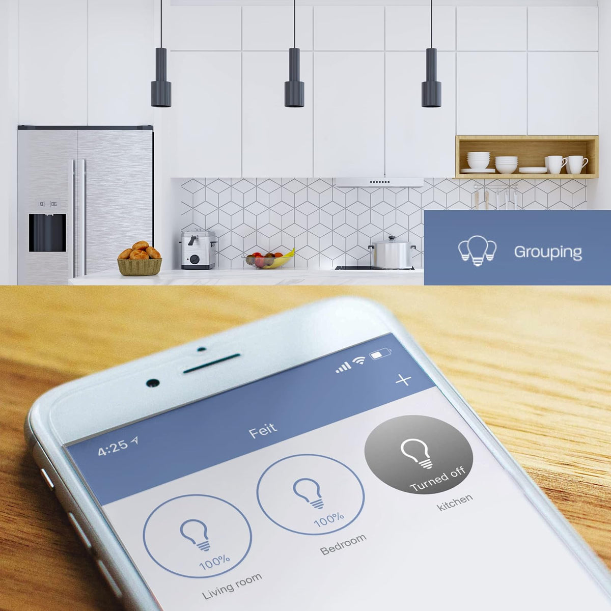 Feit Electric - foco LED RGBW equivalente a 50 W, Alexa Google Siri Smart RGBW, color blanco