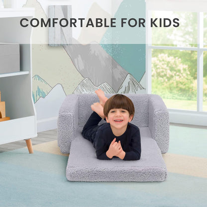 Cozee Flip-out Sherpa 2-in-1 Convertible Chair to Lounger for Kids