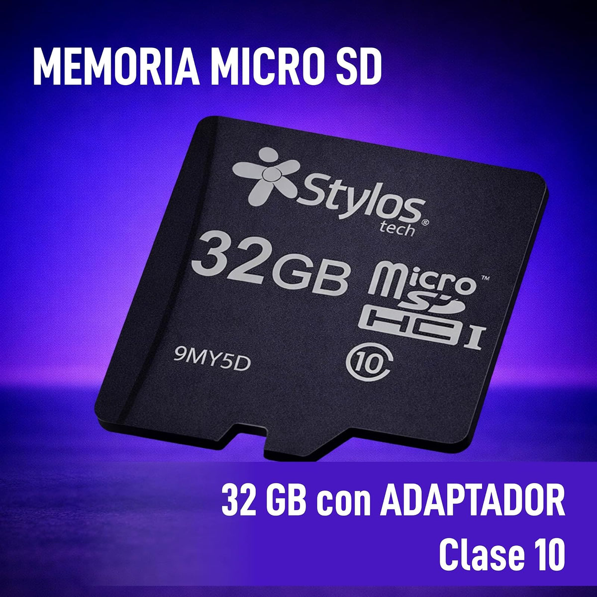 Memoria Micro SD 32GB Clase 10 con Adaptador Negra Almacenamiento PC Laptop Camara StylosTech