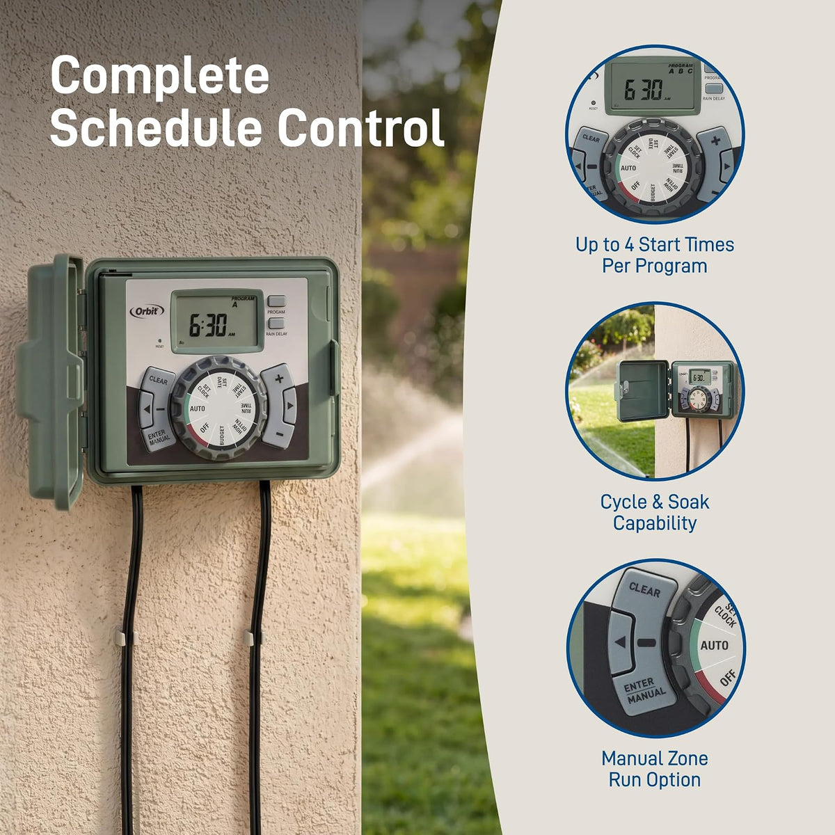 Orbit 57894 4-Station Outdoor Swing Panel Sprinkler System Timer