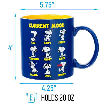 Silver Buffalo Peanuts Snoopy Moods Taza de cerámica de 20 onzas