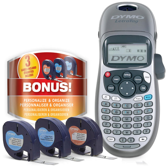 DYMO LetraTag - Etiquetadora de mano de 100 horas, fácil de usar, visualización LCD de 13 caracteres, ideal para organización del hogar y la oficina