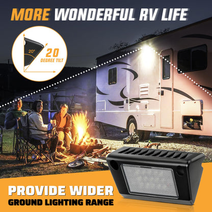 Nilight - Luz exterior para caravana, 2 piezas, luces de porche de 5 pulgadas, haz blanco, 12 V, 24 V, iluminación de carga LED, carcasa de aluminio negro para caravanas, remolques, viajes, campistas