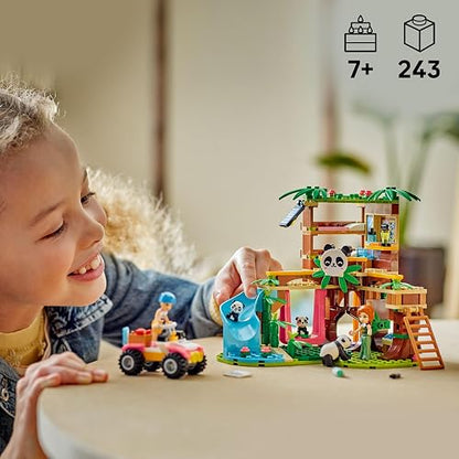 LEGO Friends Cuidado Animal en el Refugio para Pandas Set de Construcción de Juguete, 2 Minipersonajes, 3 Figuras de Osos, Casa del Árbol, Cuatrimoto, para Mayores de 7 Años 42648