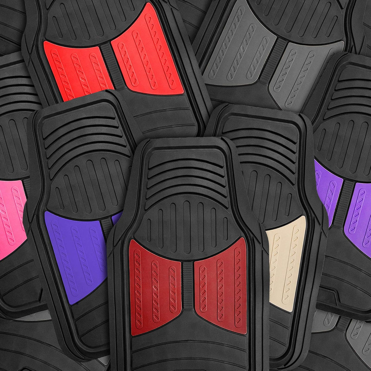 FH GROUP - Suelo de caucho F11313BLACK (juego completo de tapetes negros para adaptarse a las alfombrillas)