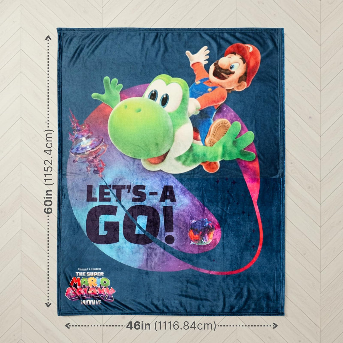 Franco Collectibles - Manta Decorativa de Super Mario Galaxy, Suave y acogedora para sofá, Cama o Sala de Juegos (Producto 100% con Licencia Oficial)