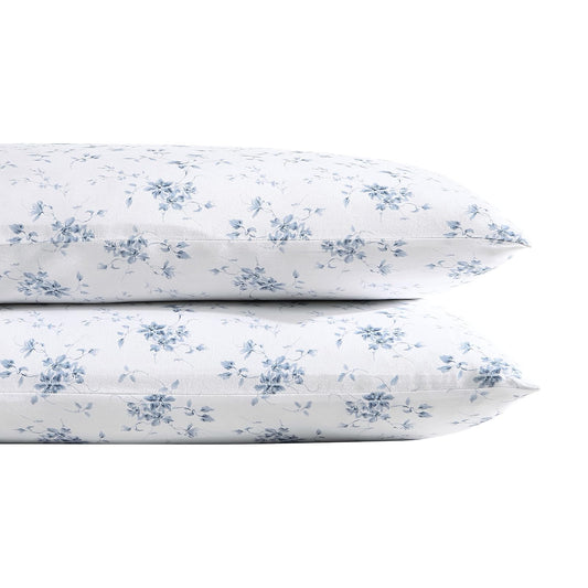 Laura Ashley - Juego de Funda de Almohada de satén de algodón estándar | Satén de algodón suave, tacto suave y sedoso, acabado resistente a las arrugas, incluye 2 fundas de almohada