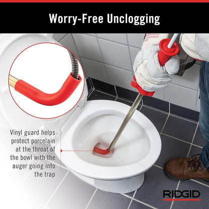 RIDGID - Destapacaños para Inodoros K3, Limpieza de Obstrucciones, con Cabezal y Cubierta de Vinilo, Cable Flexible, Diseño Ergonómico, Plomería, Kit de Herramientas