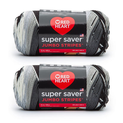 Red Heart Super Saver Jumbo Estambre Acrílico a Rayas, 283 g - Rayas de periódico