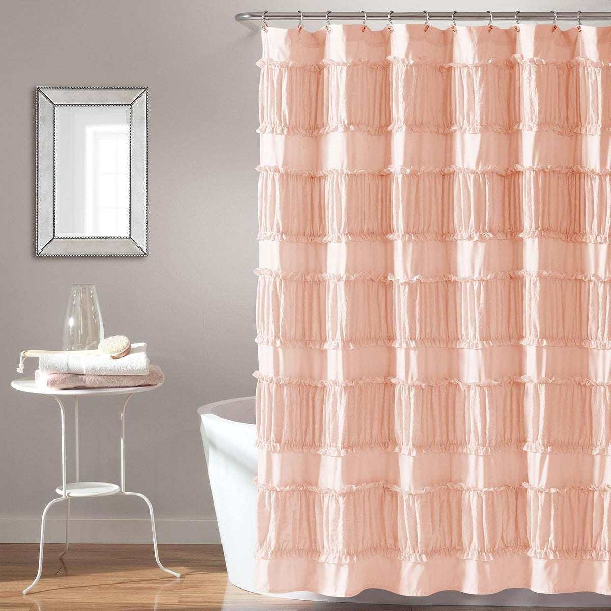 Lush Decor Nova Ruffle Shower Curtain, 72" x 72", White