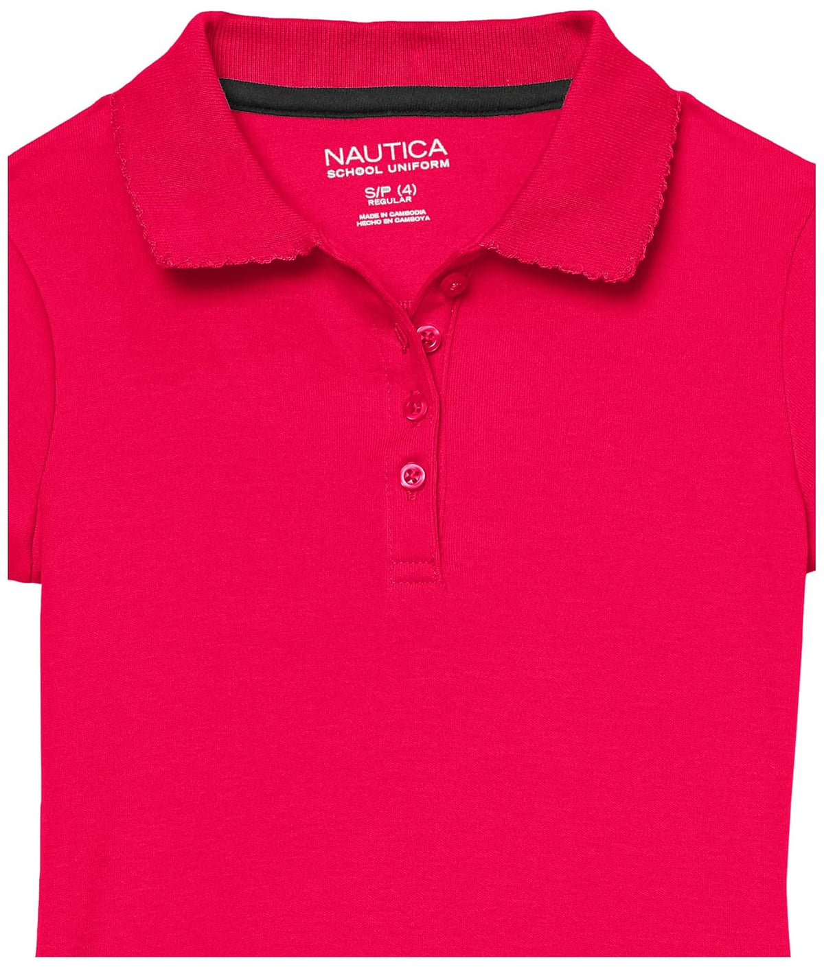Nautica School Uniform Short Sleeve Polo Shirt, Button Closure, Soft Pique Fabric Camisa de poloNiñas