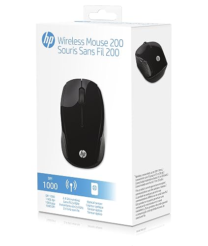 HP Mouse Inalámbrico 200, Conectividad de 10 MTS, 2.4 GHz, Windows/Mac OS, Ambidiestro, Negro (X6W31AA)