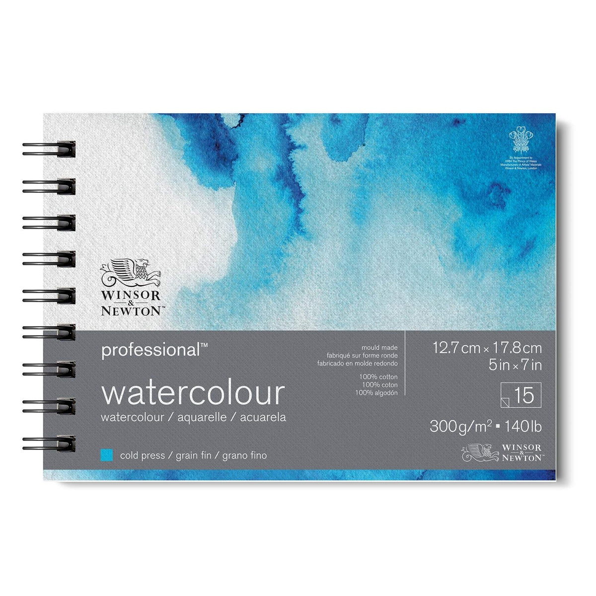 Winsor & Newton Papel de acuarela profesional, con alambre, 5 x 7 pulgadas, prensado en frío