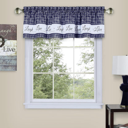 Achim Juego de Cortinas Live, Love, Laugh con Cenefa, Burdeos - Azul marino - 35.6An x 35.6Al cm (1 Paneles)